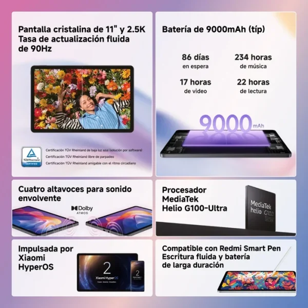 Tablet REDMI Pad 2 / Helio G100-Ultra / Crystal-clear 11"